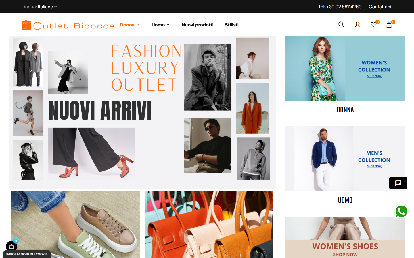 Homepage dell’ecommerce Outlet Bicocca